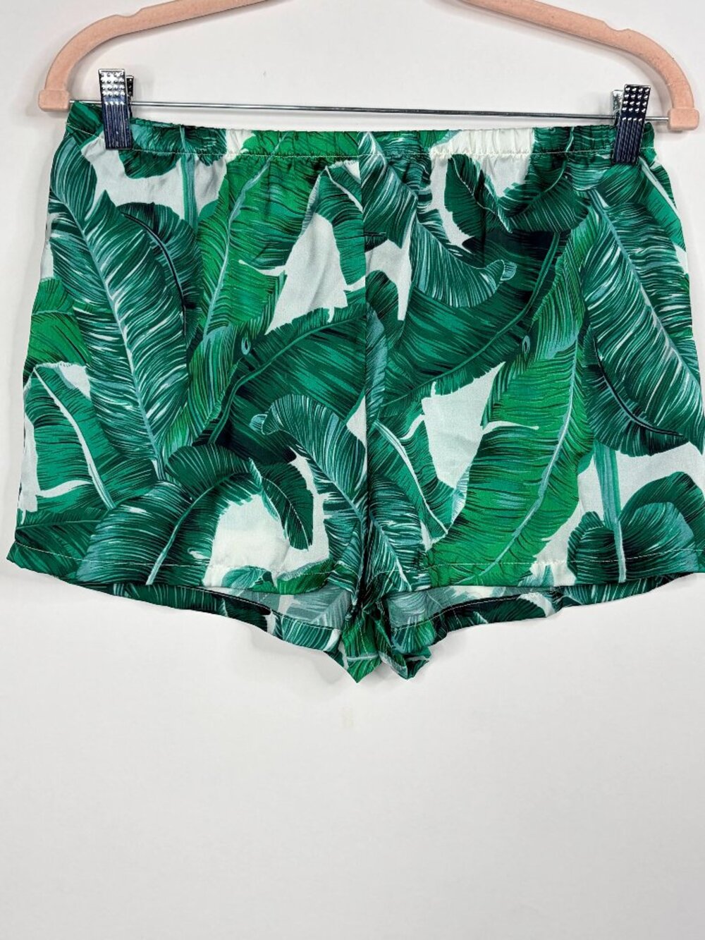 2/$30 SHEIN Banana Leaf Print Hawaiian Pullon Short Green White Medium #A4695